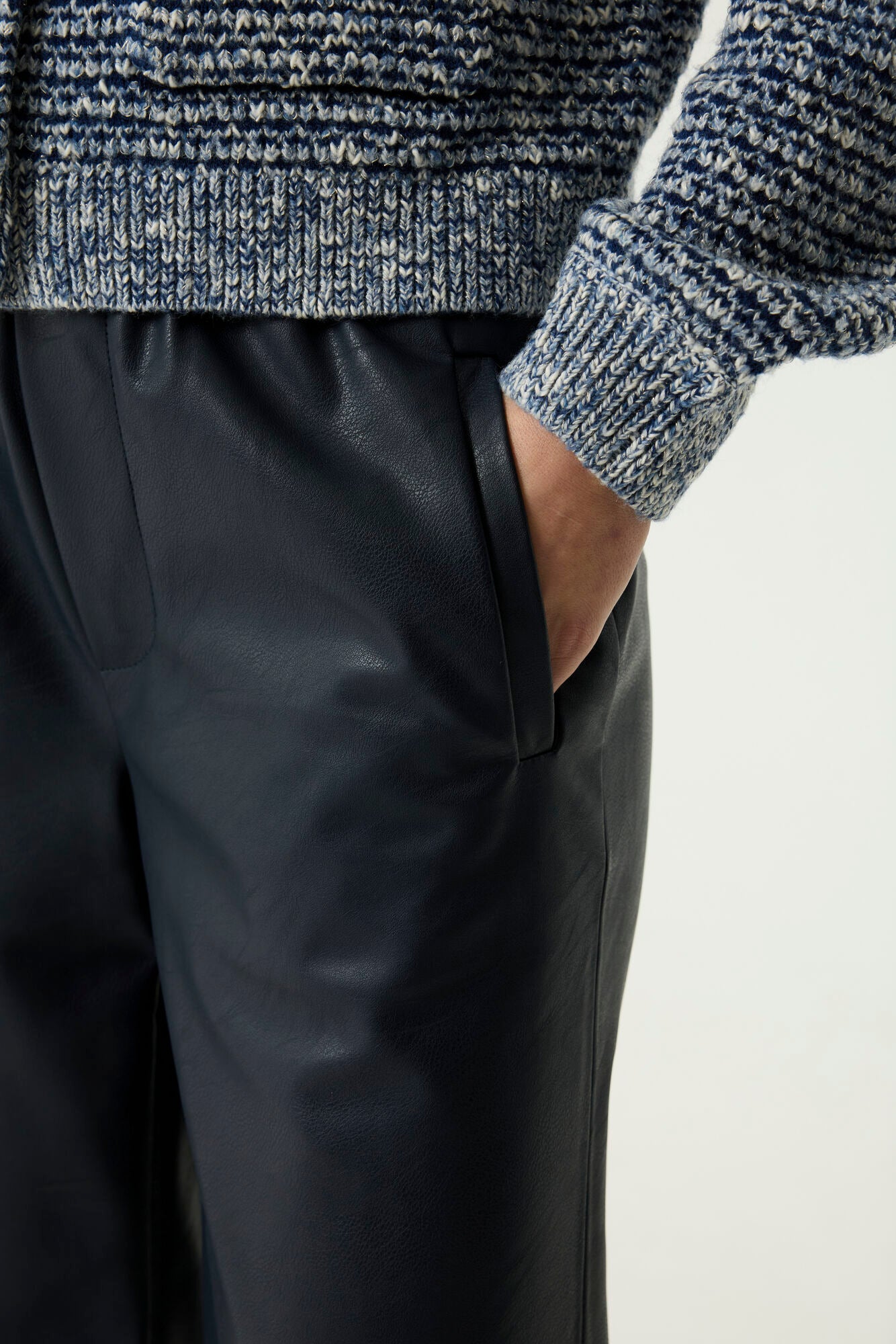 Garcia U260111 Dark Blue Leather Look Trousers