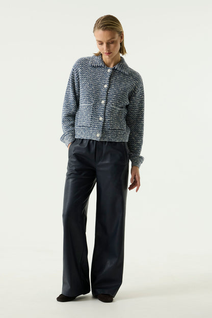 Garcia U260111 Dark Blue Leather Look Trousers