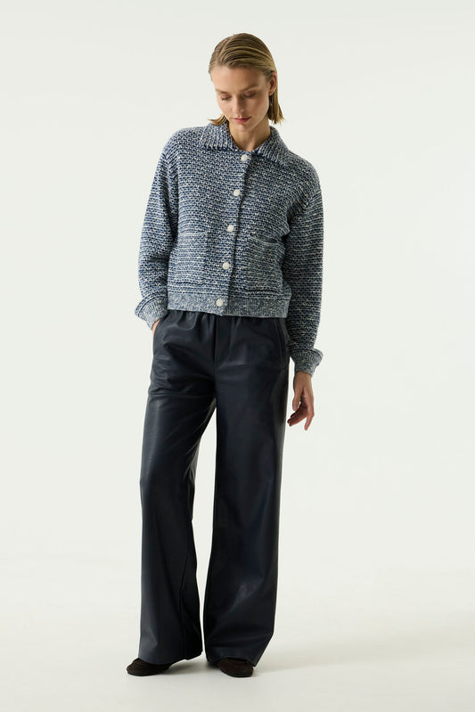 Garcia U260111 Dark Blue Leather Look Trousers