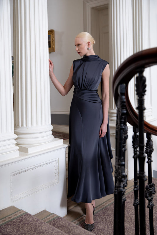 Maisonel ME3048 Charcoal Satin Dress