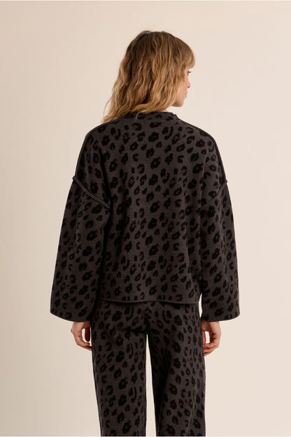 Molly Bracken E1800EN Dark Grey Knitted Leopard Sweater
