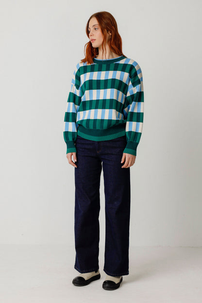 SKFK Jumper Long Sleeve Blue Green Check