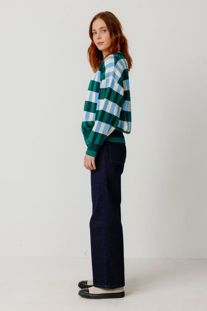 SKFK Jumper Long Sleeve Blue Green Check