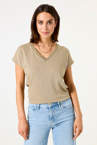 Garcia Olive Green V Neck Tee